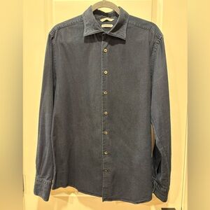 Suitsupply Dark Blue Denim Button-Down Shirt